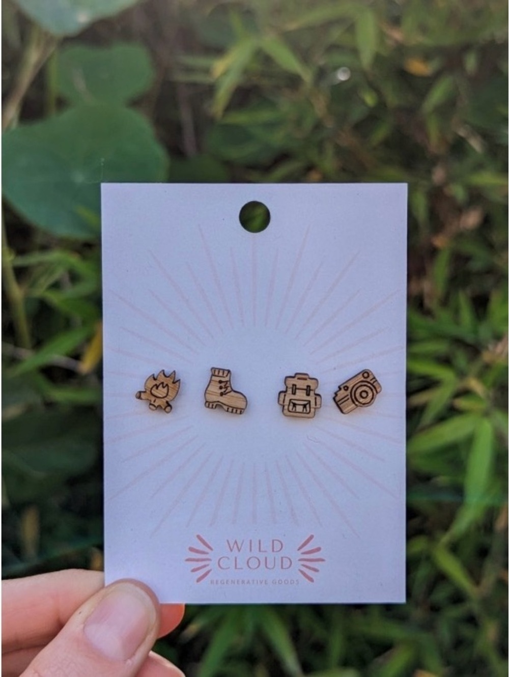 NWT Wild Cloud Outdoorsy National Park Wood Camp Hiking Hypoallergenic Earrings
